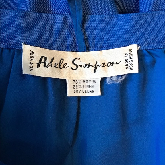 Vintage 80s Adele Simpson Bright Blue 2 piece Suit - Picture 8 of 8